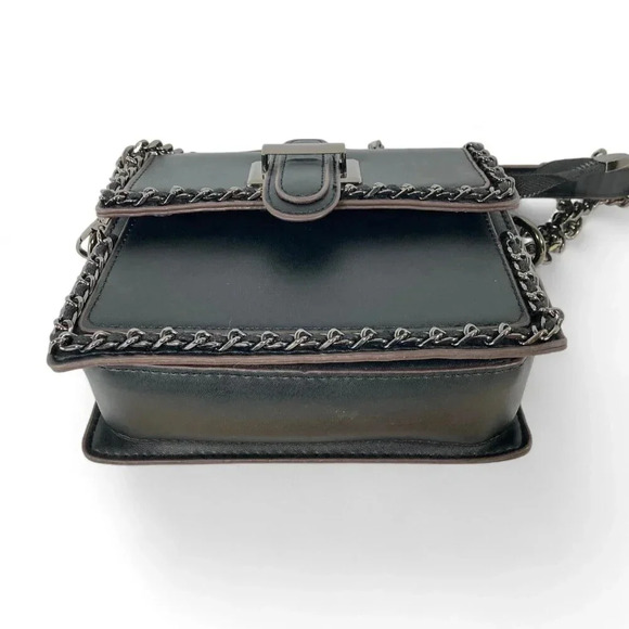 OKPTA Faux Leather Crossbody Handbag, Black, Chain Hardware Straps Small - Picture 5 of 14